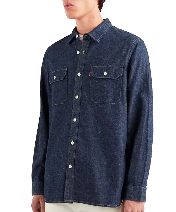 Levi’s Mens Dark Blue Standard Fit Cotton Jackson Worker Button Up Denim Shirt