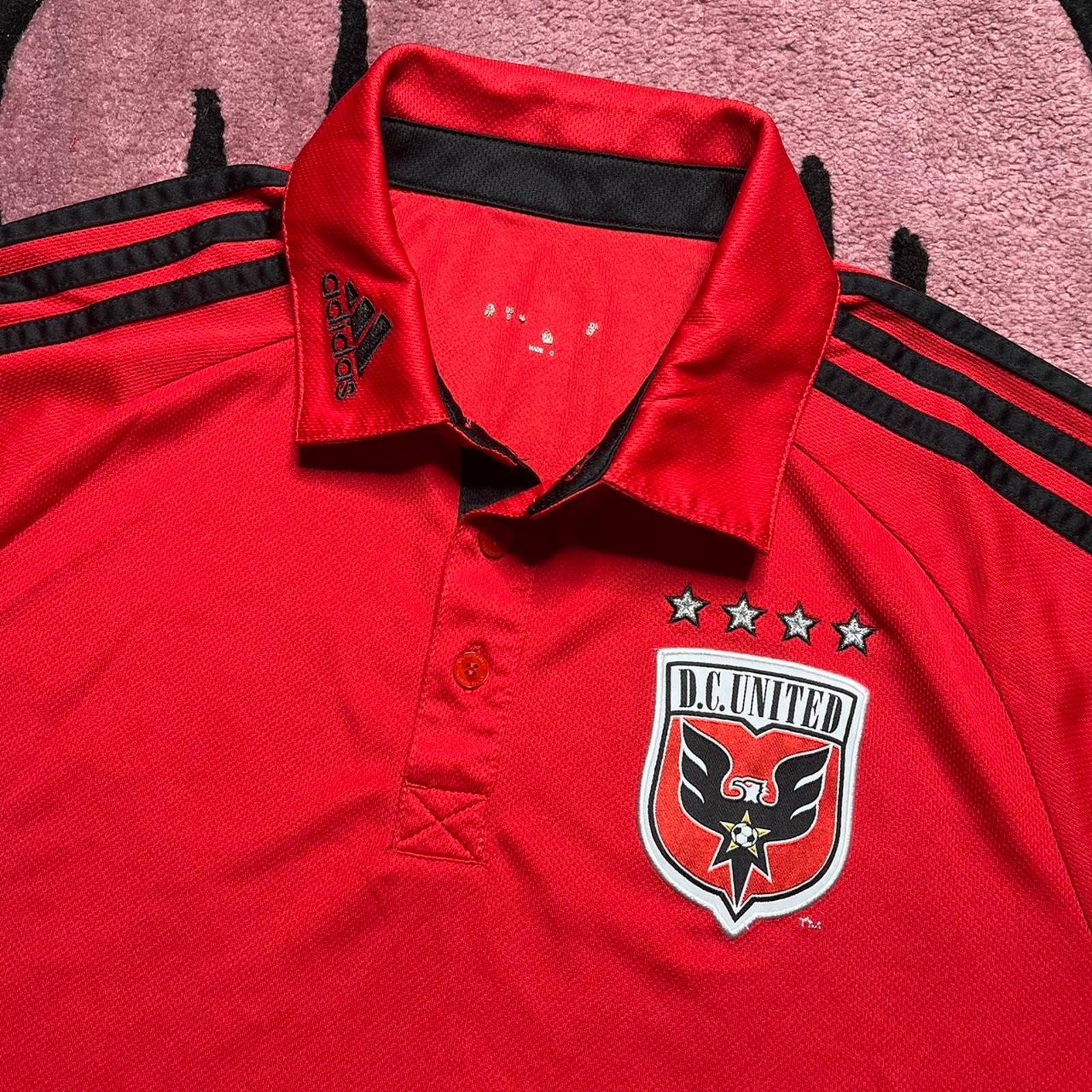 Adidas DC United Patch Logo Polo Shirt Size Small Red