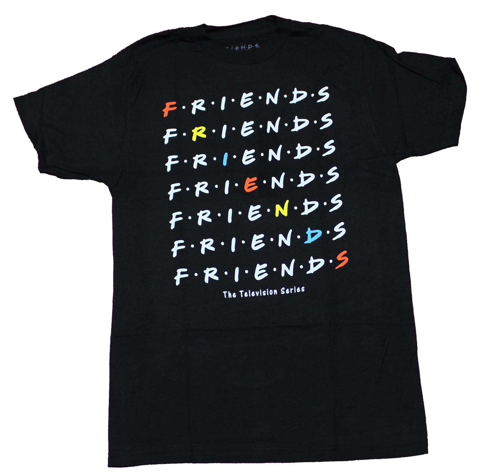 Friends Television Series Mens T-Shirt – Repeated Word Lines Logo