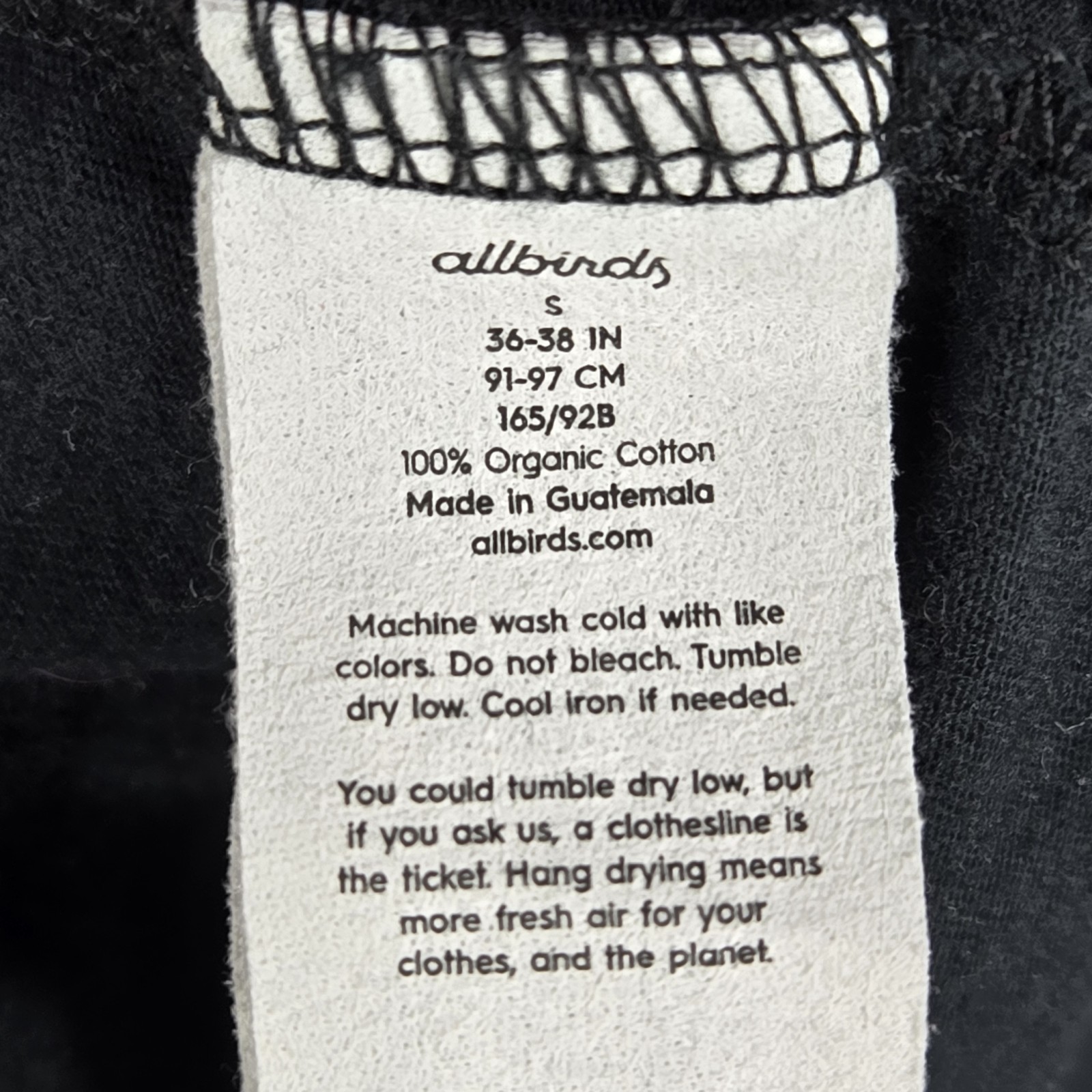 Allbirds Organic Cotton Long Sleeve Natural Black Shirt Men’s Size Small