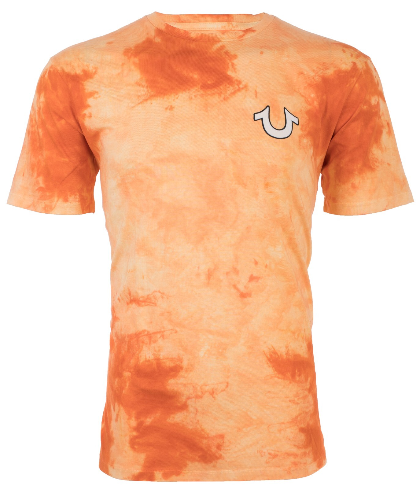 $79 TRUE RELIGION Orange BUDDHA TIE DYE Short Sleeve Designer Graphic T-shirt