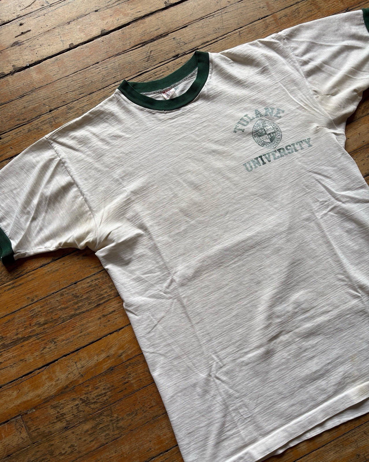 60s Champion Running Man Tulane University Ringer Tee Large