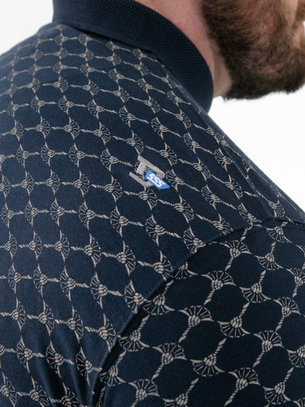 D555 PATTERNED POLO SHIRT WITH JACQUARD COLLAR & CUFFS SIZE 2XL 3XL 4XL 5XL 6XL