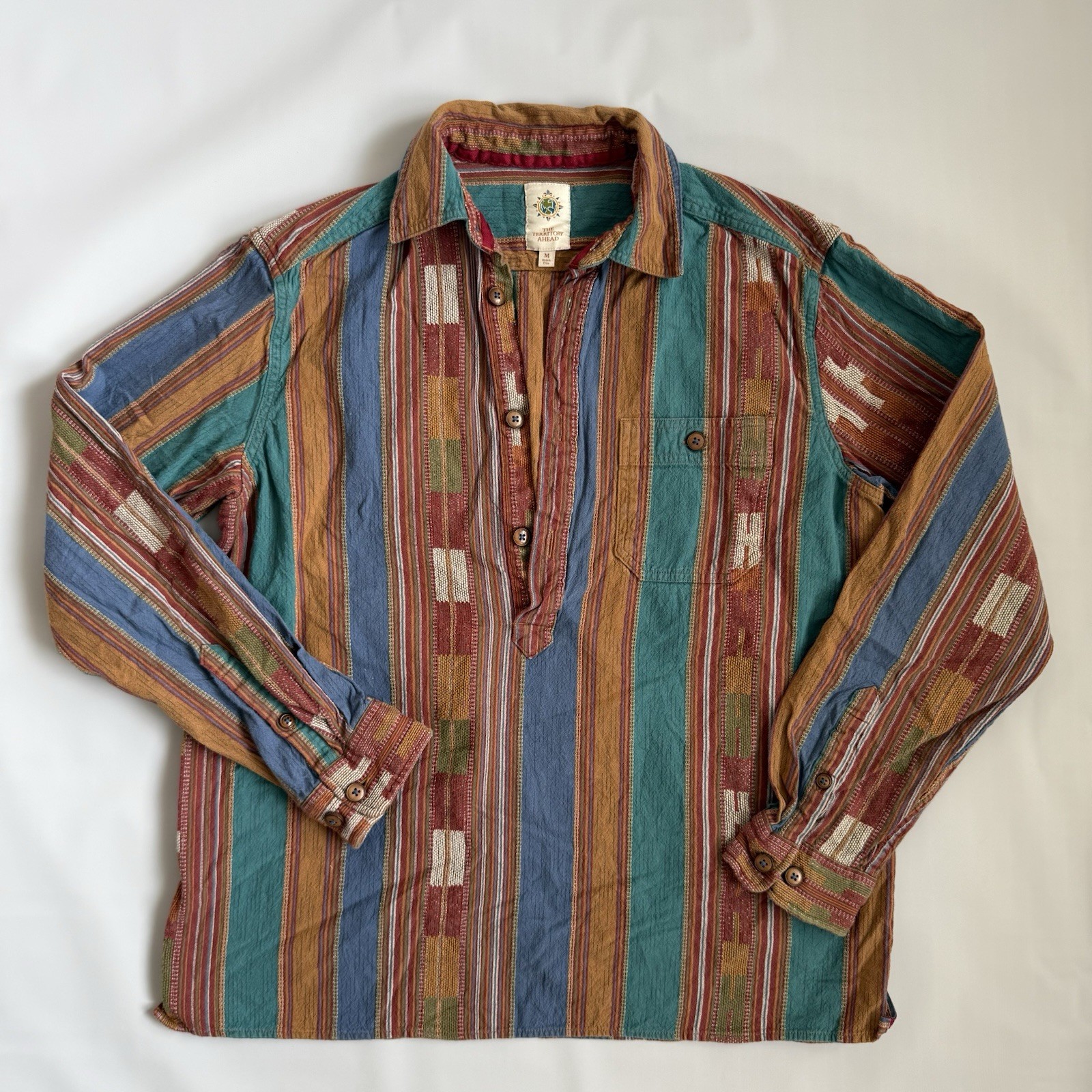 Vintage Y2K The Territory Ahead Mens M Long Sleeve Shirt Southwest Aztec Weave