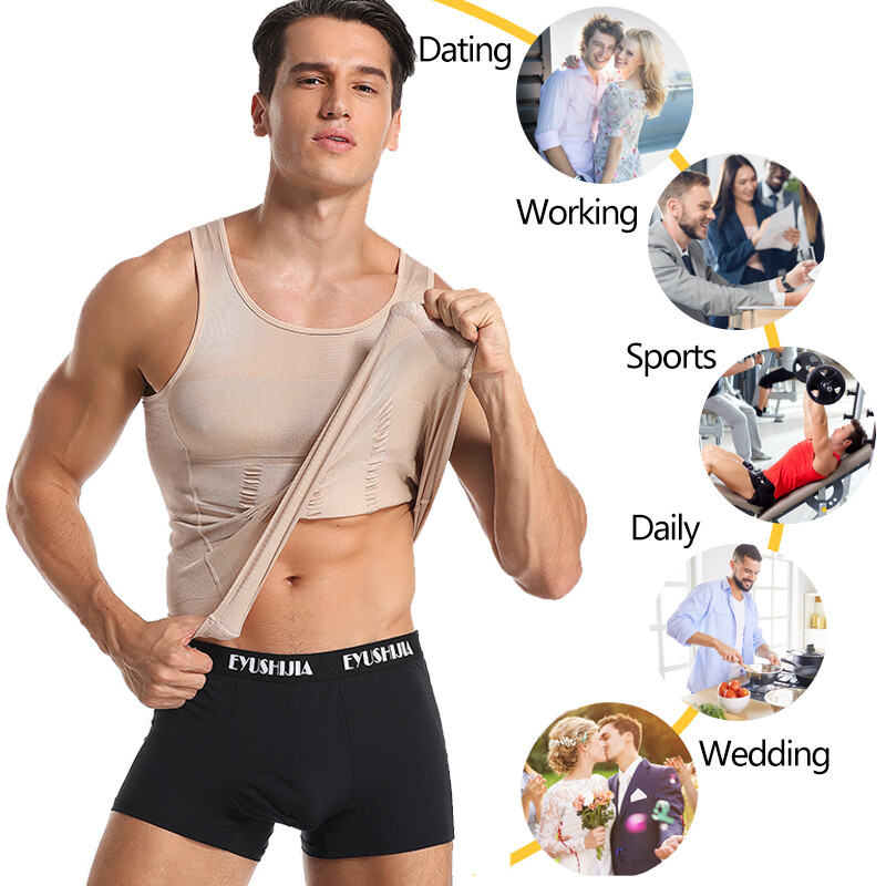 CGTFY Gynecomastia Compression Tank Top Men Classic Athletic Body Shaper Vest US