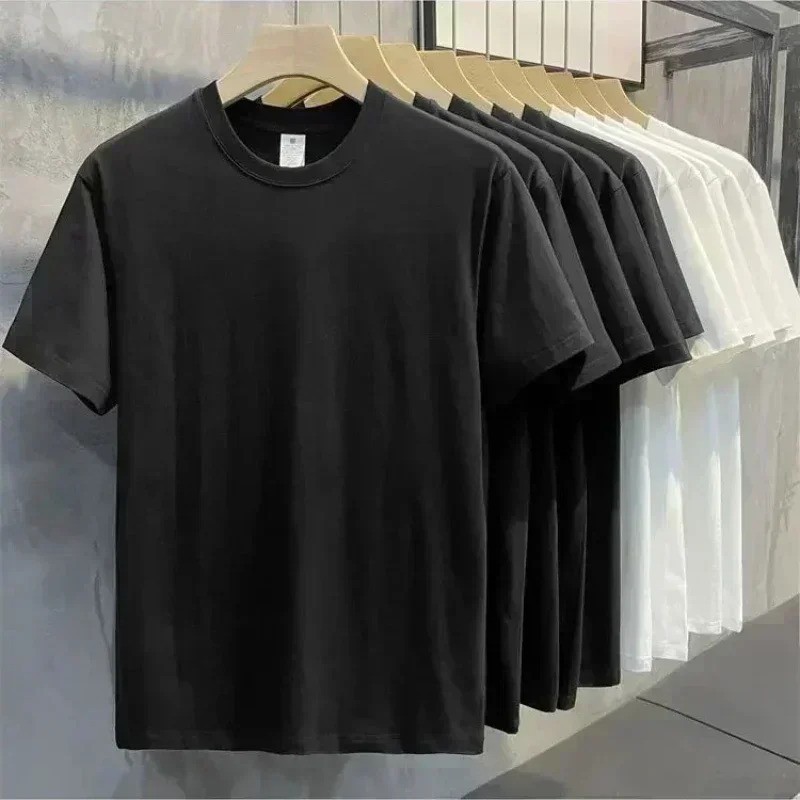 Men’s Oversized Cotton T-Shirt Printed Crew Neck Gym Training Short Sleeve Tee