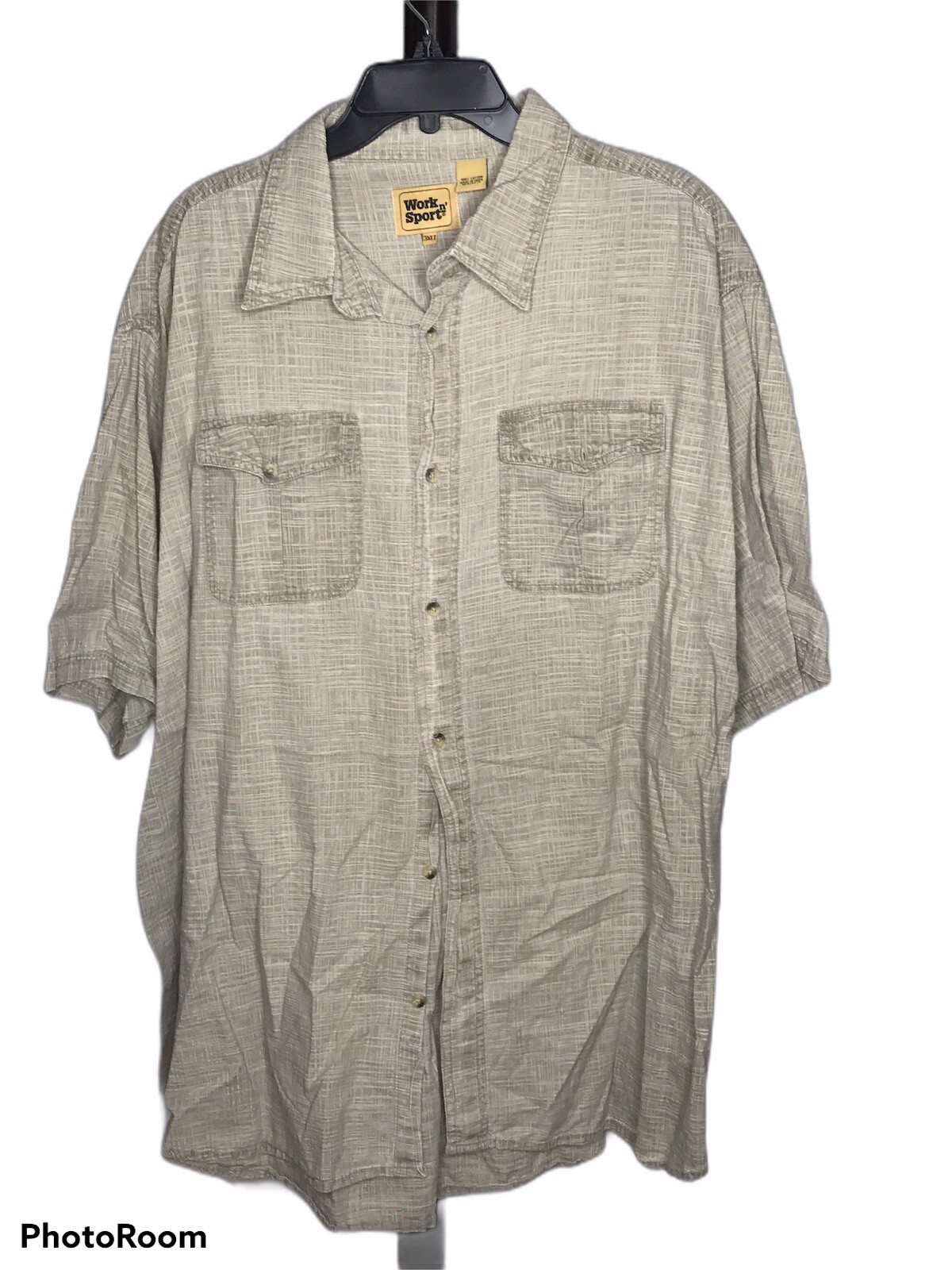 Work n Sport Men’s 3XLT Green Button Front Collared Short sleeve Shirt EUC