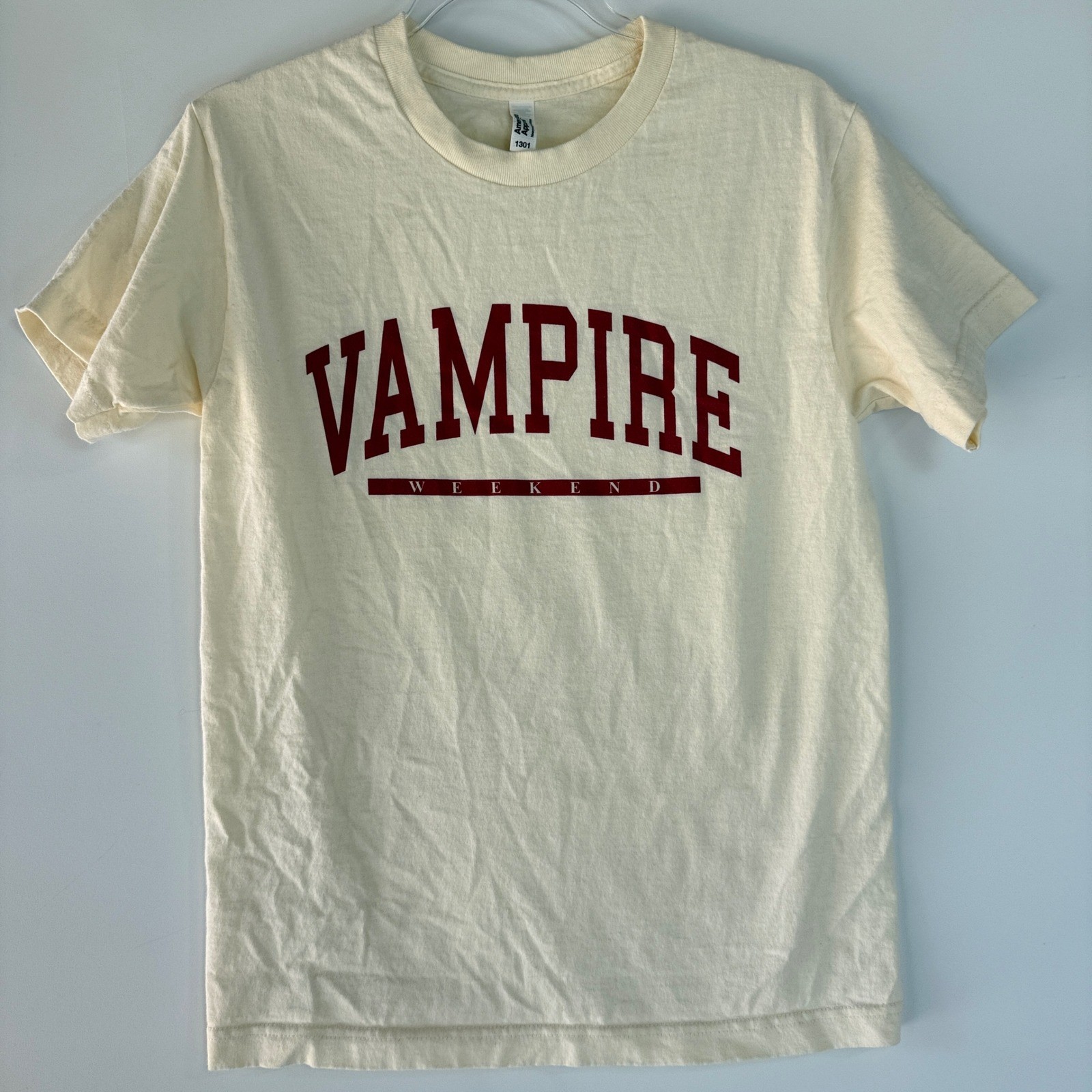 American Apparel Vampire Weekend T-Shirt Mens Small Cream Band Graphic Tee 1301