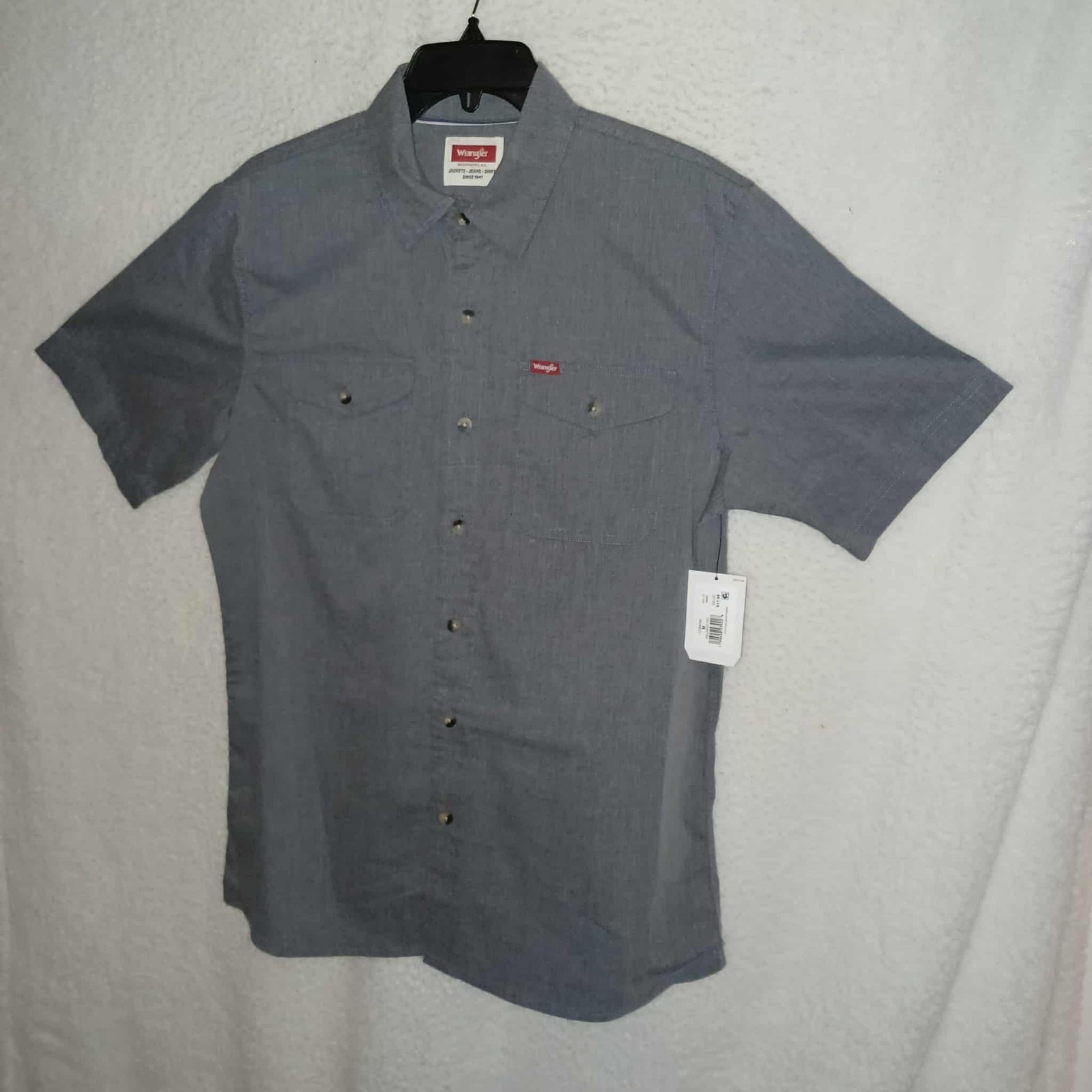 Wrangler Men Short Sleeves Button Twill Shirt RelaxedFit Dark Heather Gray (12G)