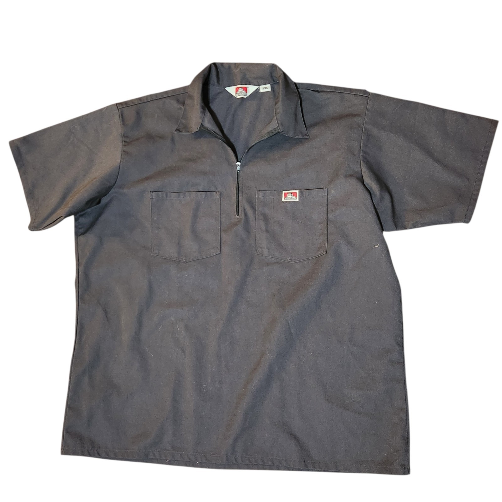 Ben Davis Half-Zip Work Shirt Black Short Sleeve Made in USA Plenty Tough 4X Vtg