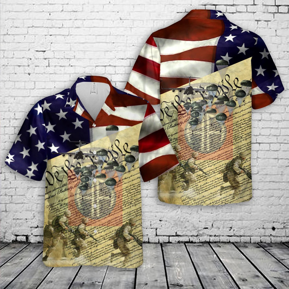 Army Hawaiian Shirt, Us Army 82Nd Airborne Hawaiian Shirt, Military Aloha Shirts