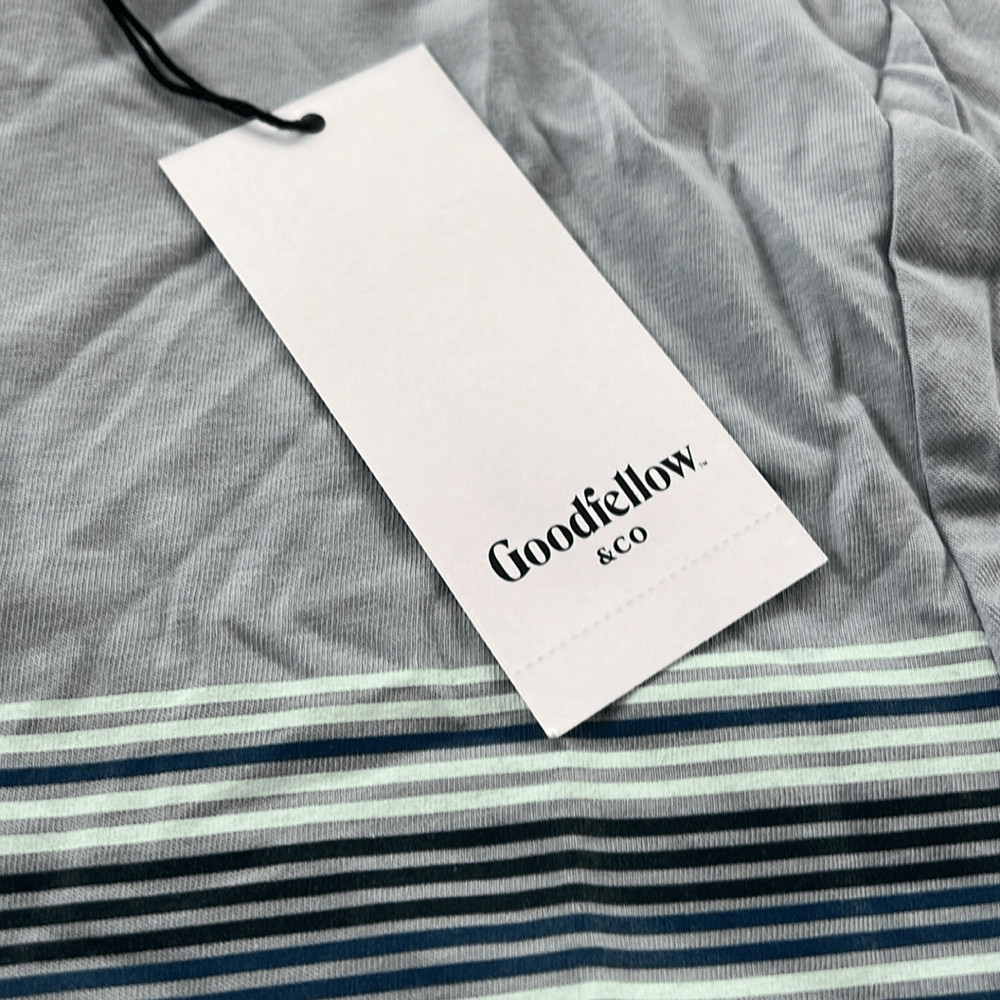 Goodfellow Medium Standard Foggy Blue Striped Crewneck Short Sleeve T-Shirt Tee