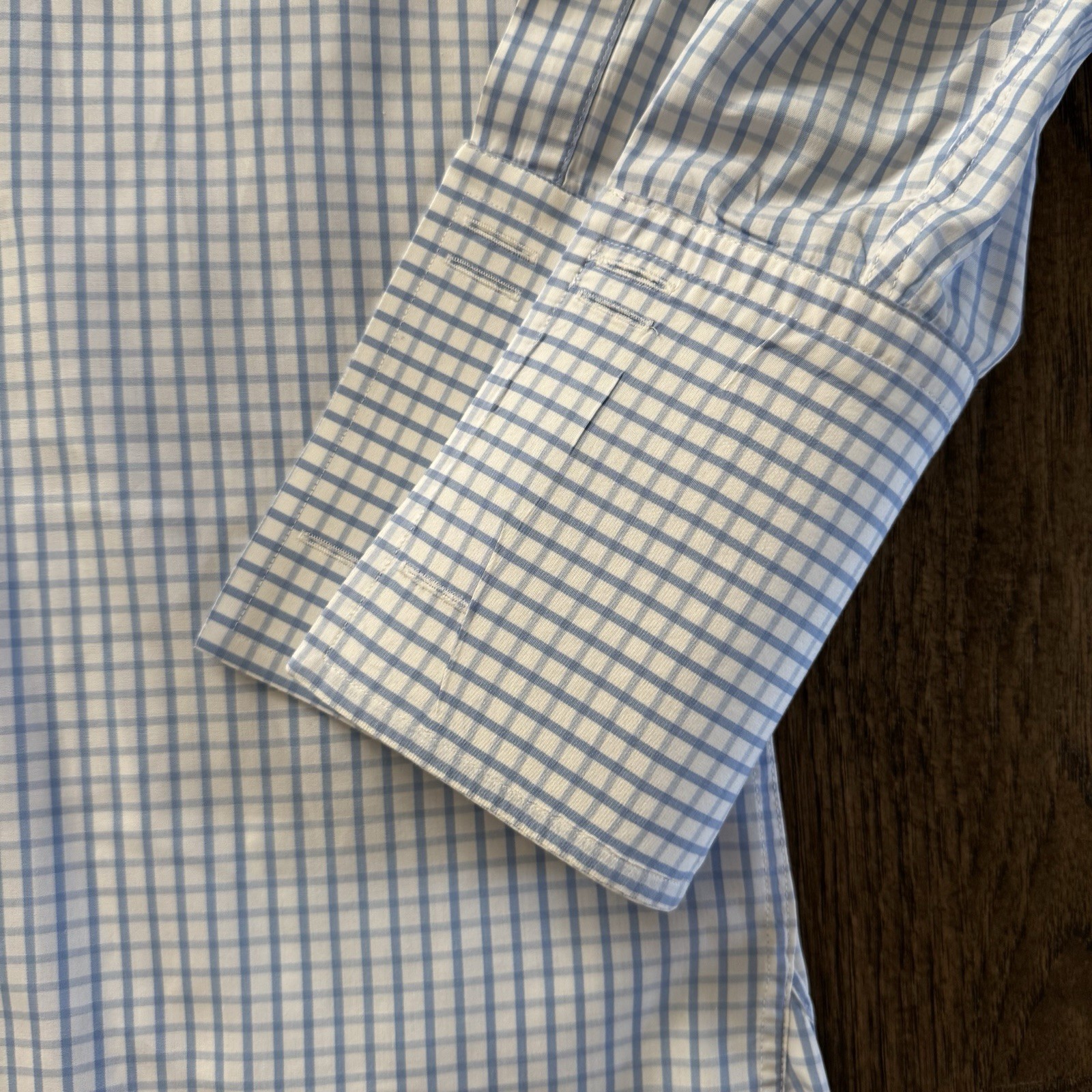 Charles Tyrwhitt Men’s 16 33 Blue White Checked Dress Shirt 41/84cm French Cuff