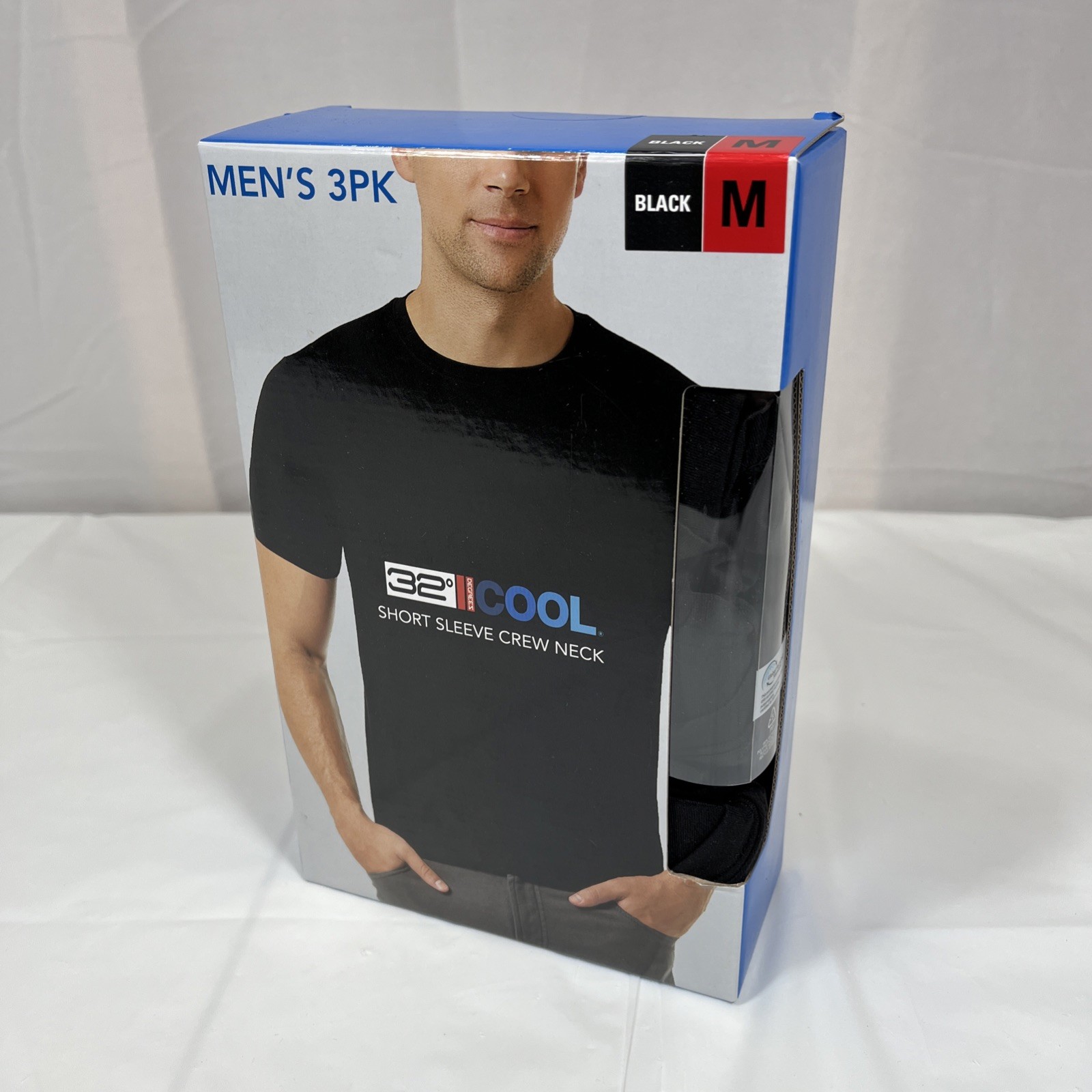 3 Pack 32 Degrees Cool Tees, Men’s Medium, Black, Short Sleeve, Crew Neck, NEW