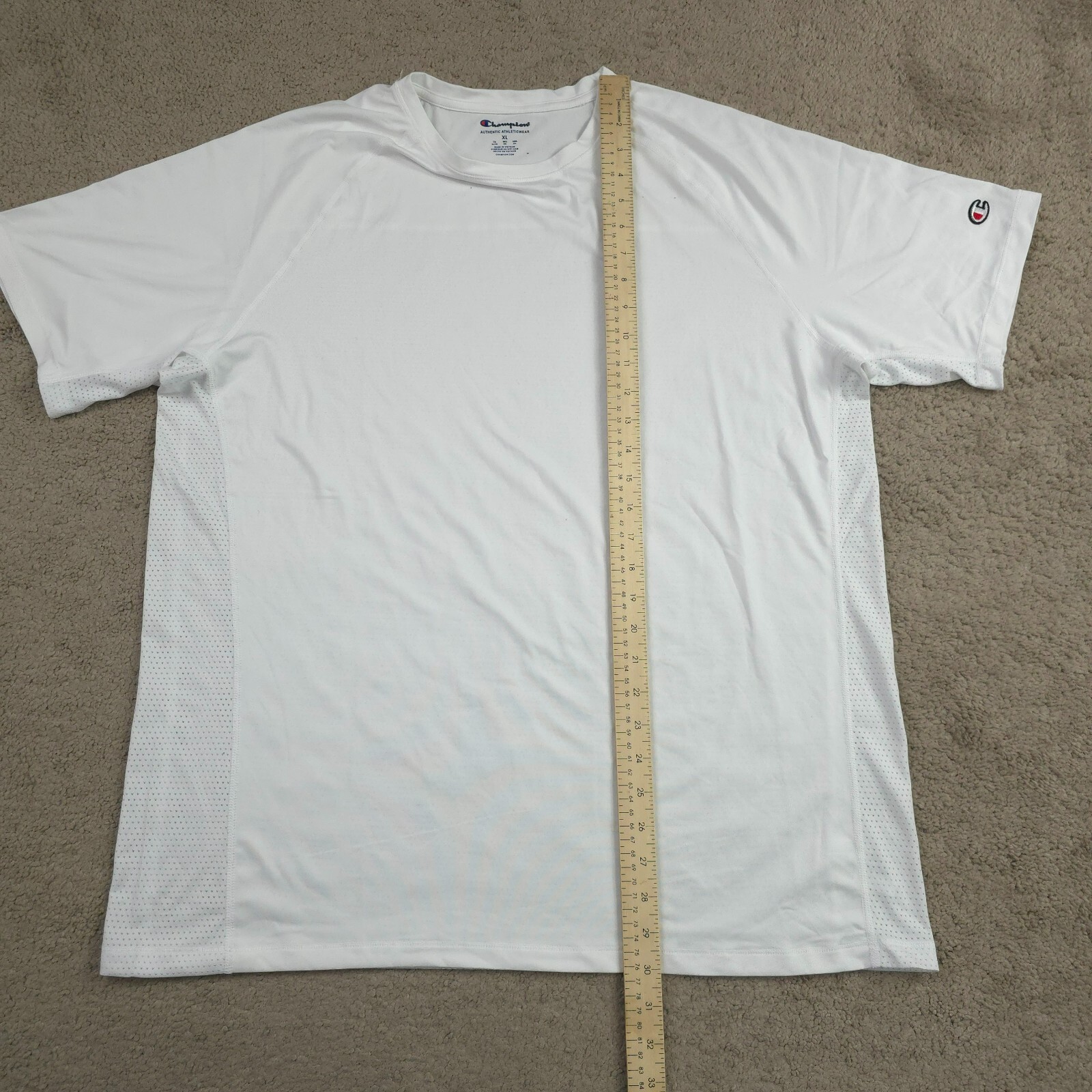 Champion Authentic Athletic Wear Men Crew Neck Short Sleeves T-Shirt XL White