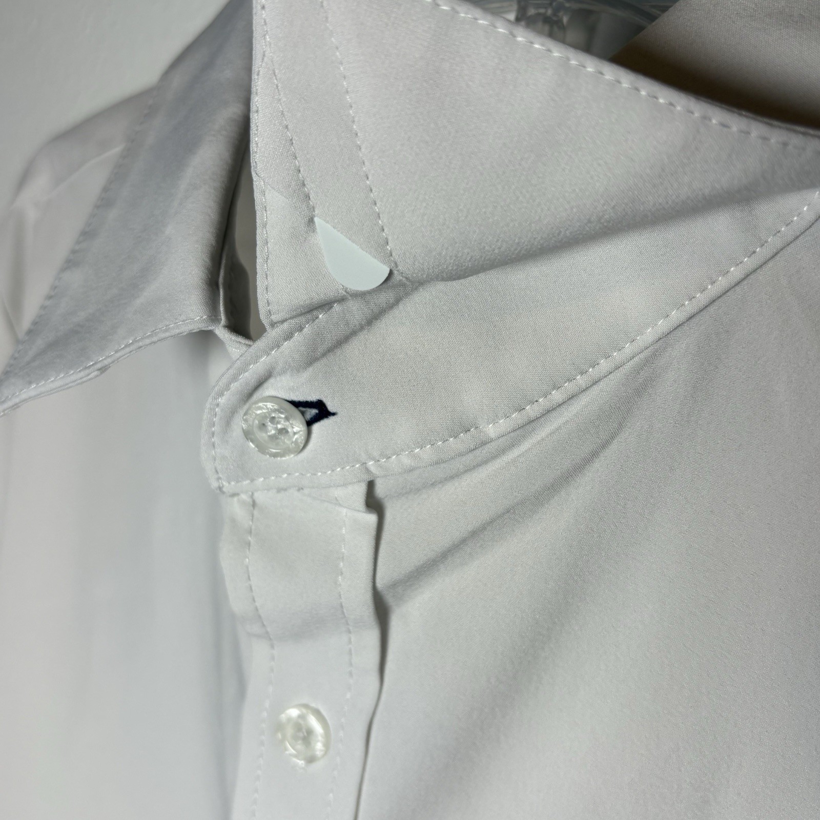 Mizzen + Main Blue Label Leeward Solid White Dress Shirt Stretch Mens M Slim Fit