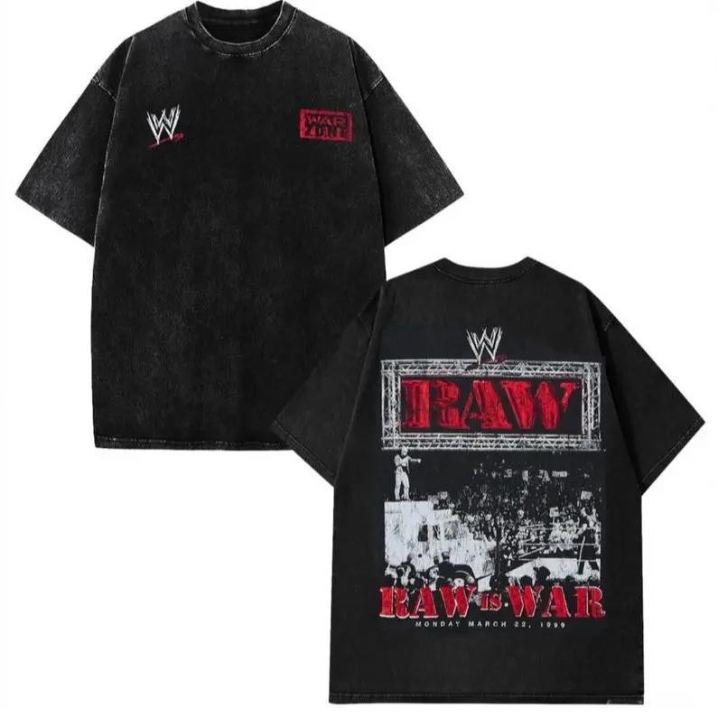 WWE 2026 RAW Legends Vintage Washed Oversized Cotton Wrestling T-shirt