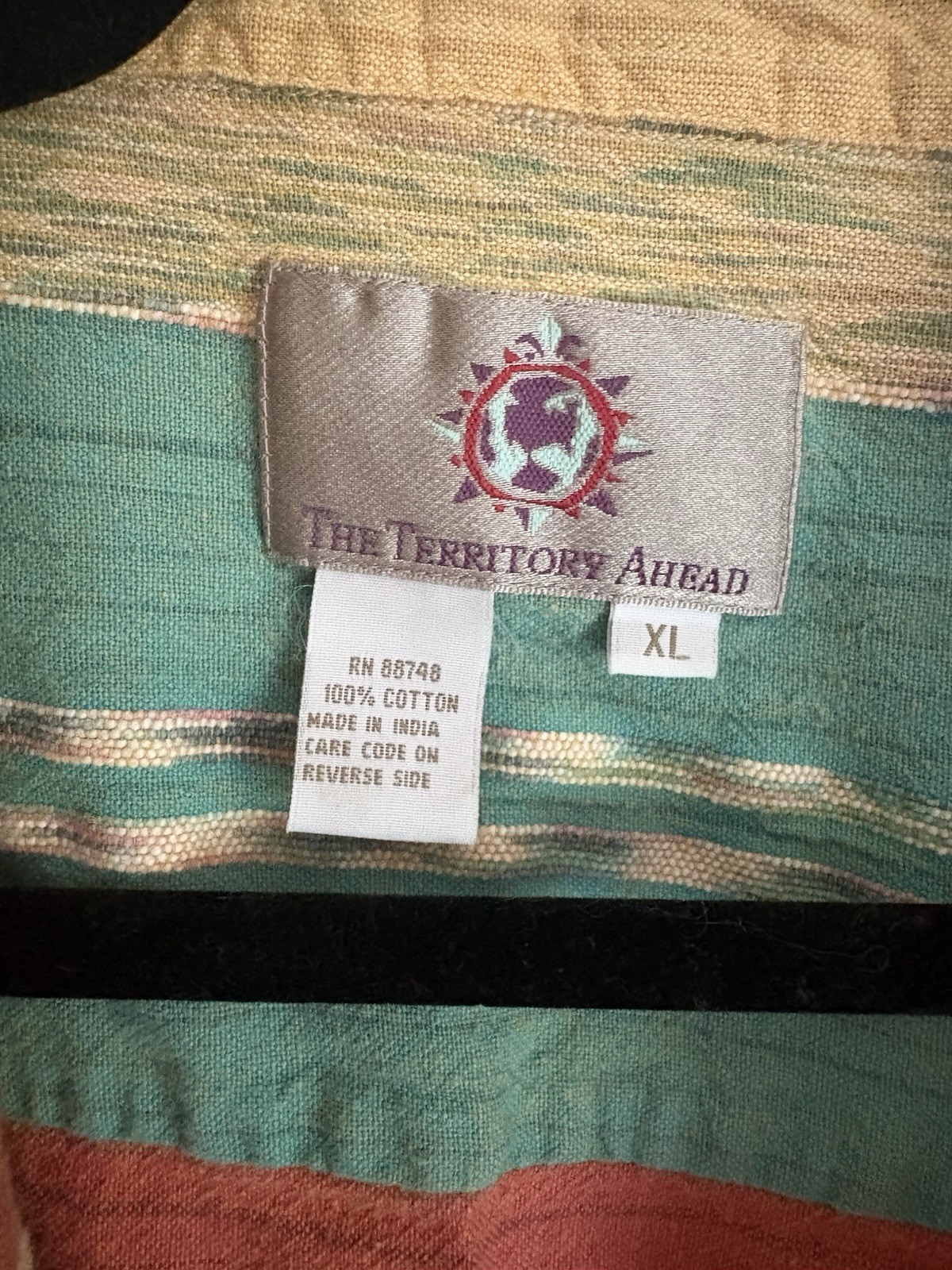 The Territory Ahead Men’s XL Striped Multicolor Short Sleeve Cotton Button-Up