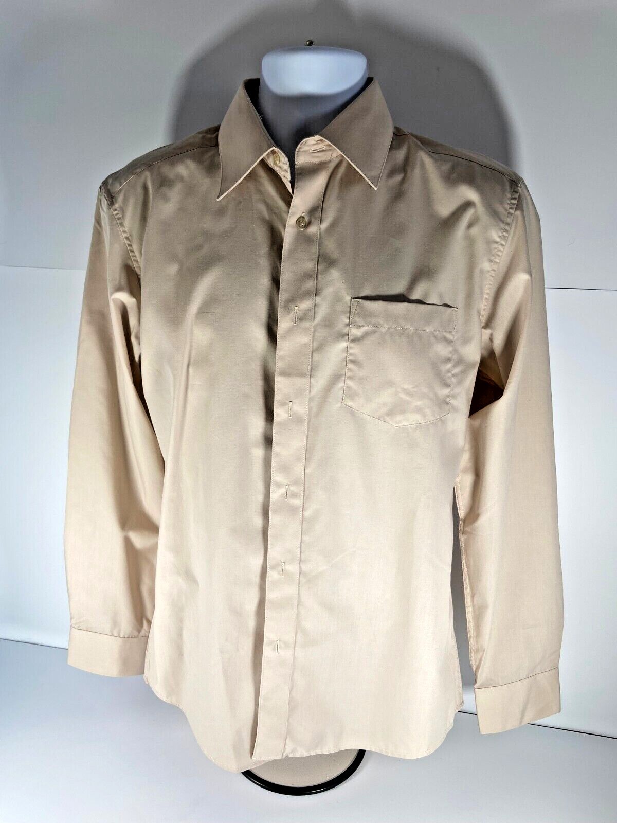 Omega Italy Men’s Long Sleeve Dress Tan Shirt NWOT Size M Medium Mint Condition