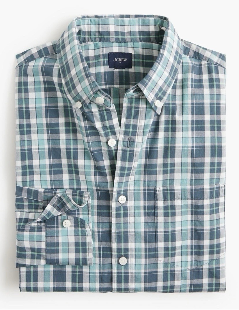 J Crew Classic Fit Flex Casual Plaid Shirt Stretch Men’s Medium NWT Retail $98