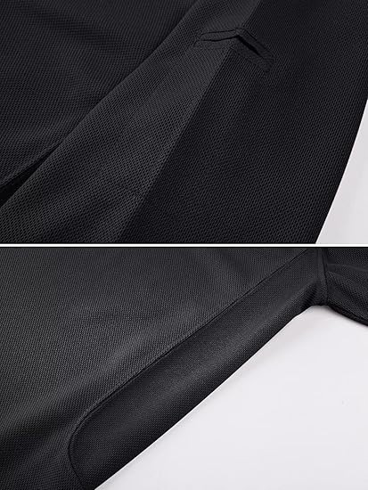 NEW MAGCOMSEN Men’s Black Polo Shirt Non-stretchable Short Sleeve Golf Shirt