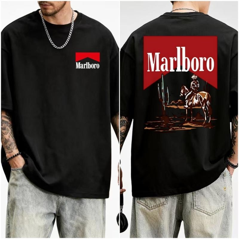 MEOD Cowboy Desert Marlboro T-shirt, Western-style graphic featuring horses and