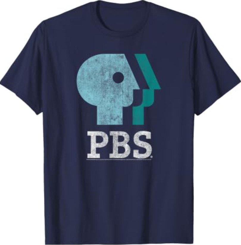 PBS Blue Teal and White Logo Public Broadcasting Service T-Shirt