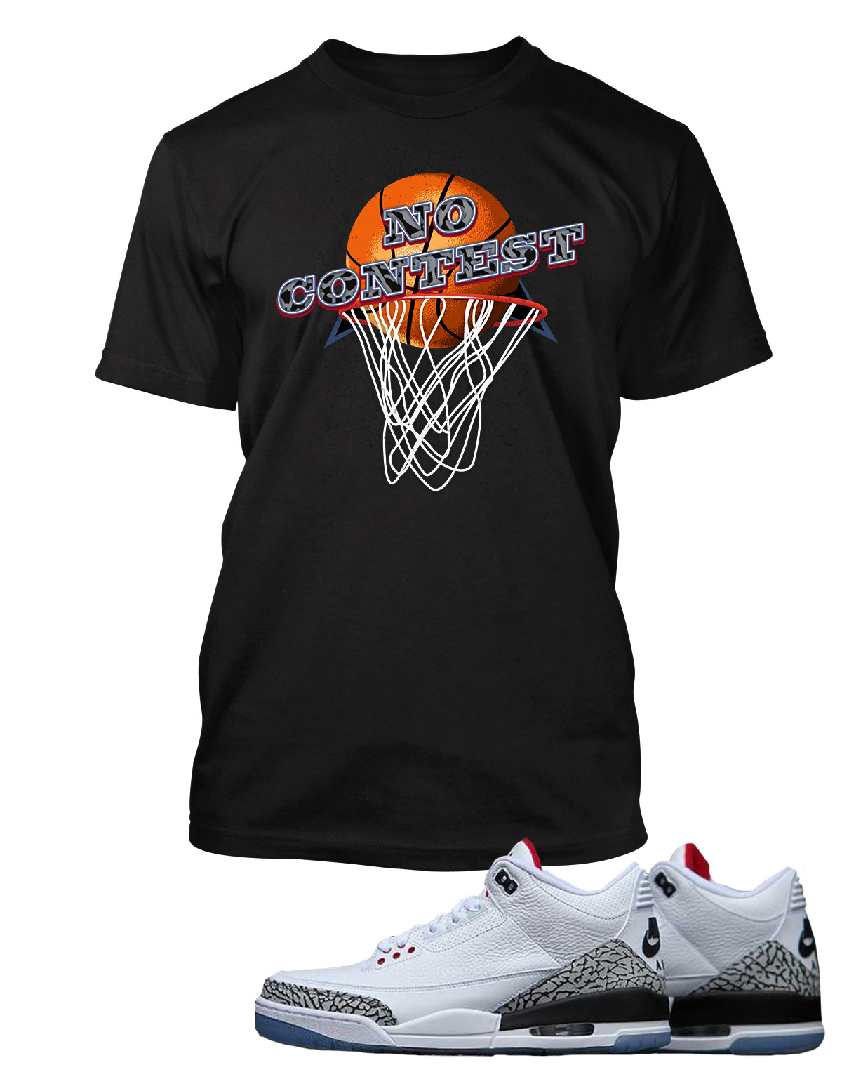 Basketball Tee To Match J3 Black Cement Sneaker Graphic T No Contest Big Tall Sm