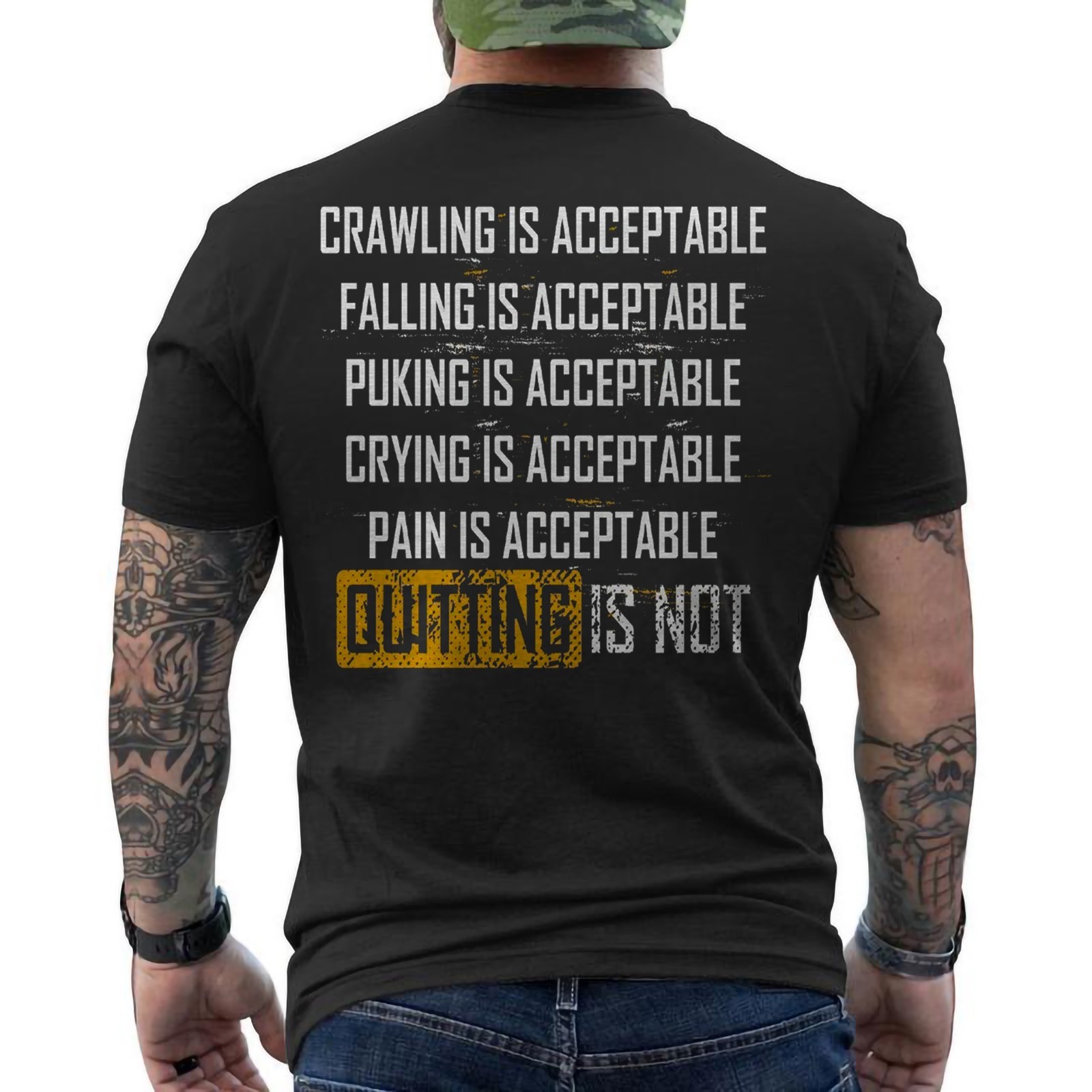 Crawling Is Acceptable Falling Is Acceptable Fitness Keep Moving Forward ON BACK