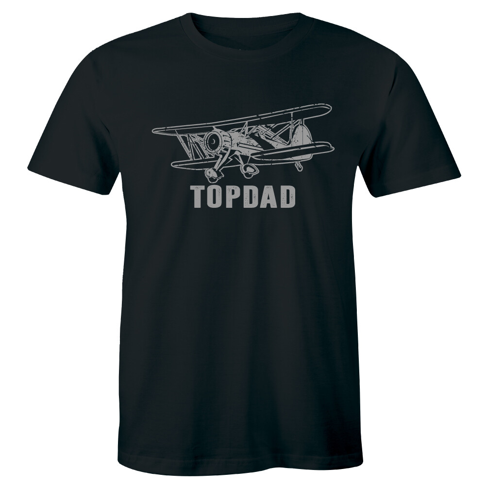 Top Dad with Vintage Airplane T-Shirt for Men Plane Pilot Gift