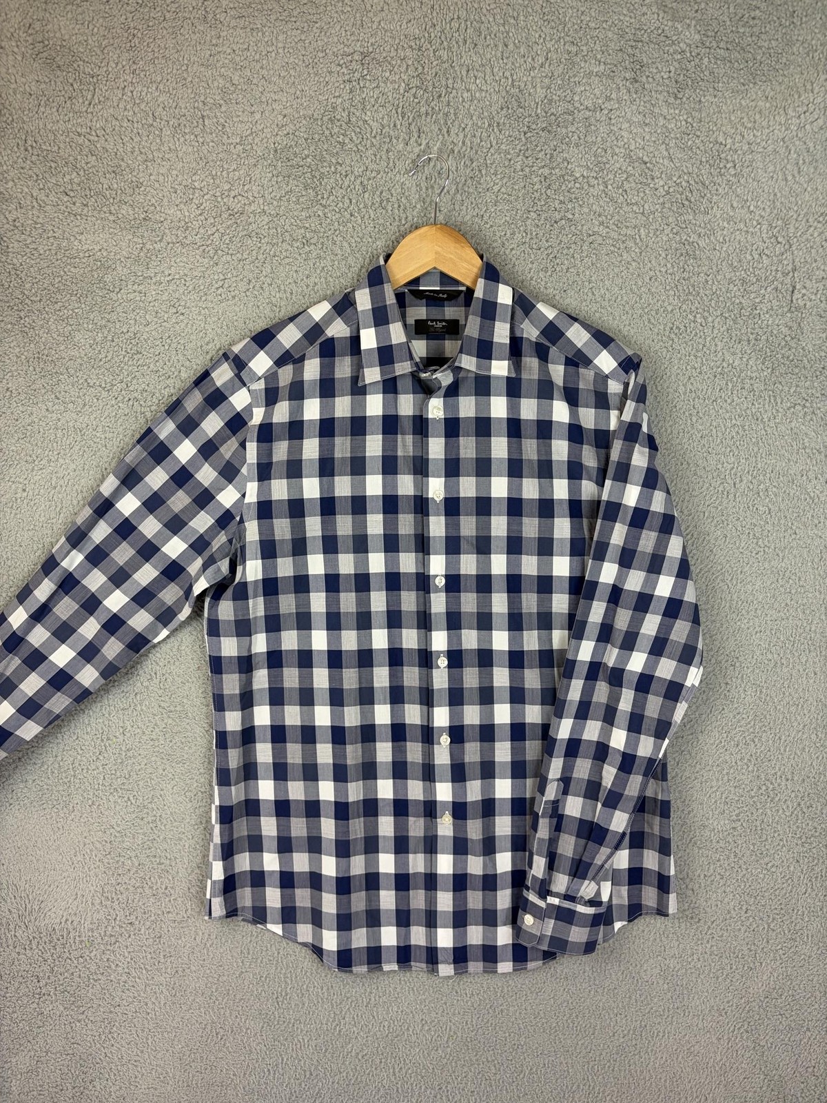 Paul Smith Shirt Mens 15.5 32/33 Blue Check Dress Long Sleeve Byard Made Italy