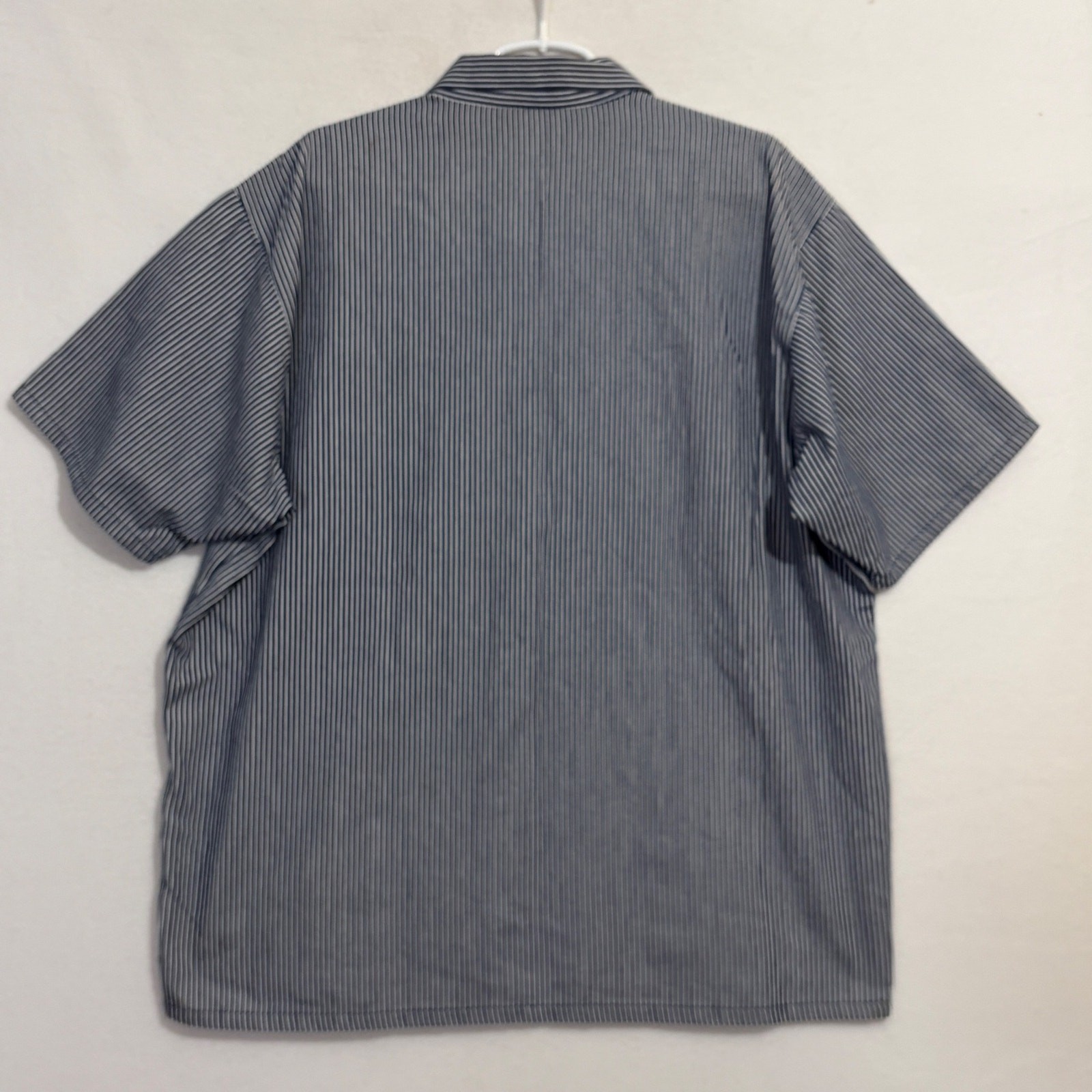 BEN DAVIS Mens Vtg Black White Pinstripe 1/4 Zip Short Sleeve Work Shirt XL USA