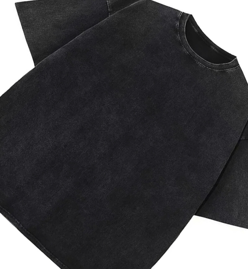 Vintage Acid Washed Oversized Drop Shoulder Heavyweight Streetwear Black T-Shirt