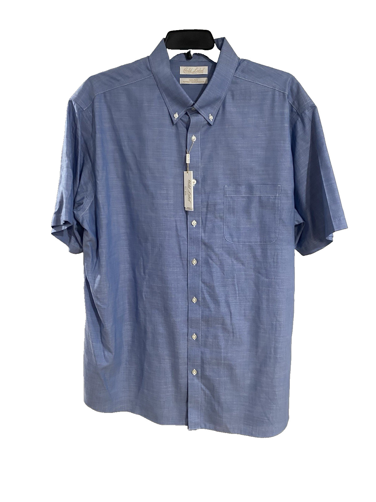 Gold Label Men Shirt 4XB Button BIG Man Non Iron Cotton BLUE BRAND NEW $79.50