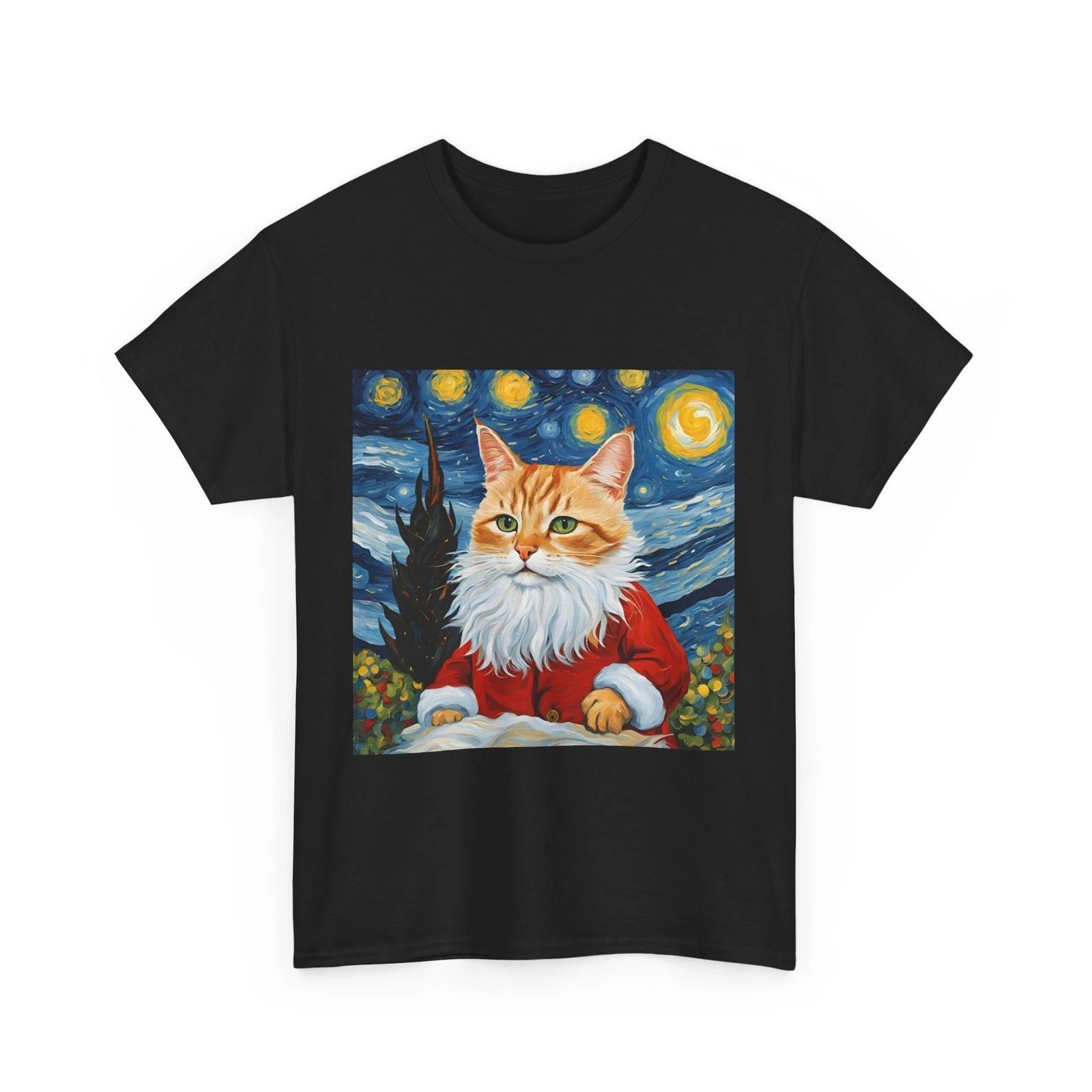 Van Gogh Cat Shirt Van Gogh Christmas Cat Shirt Starry Night Cat Shirt