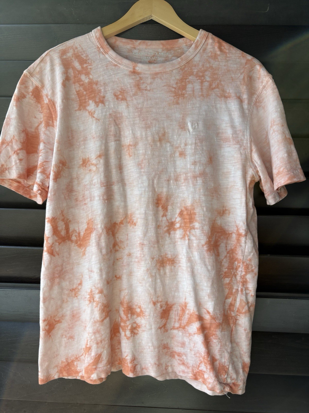 American Eagle Super Soft Standard Fit Small Cotton Salmon Tie Dye Tee Shirt