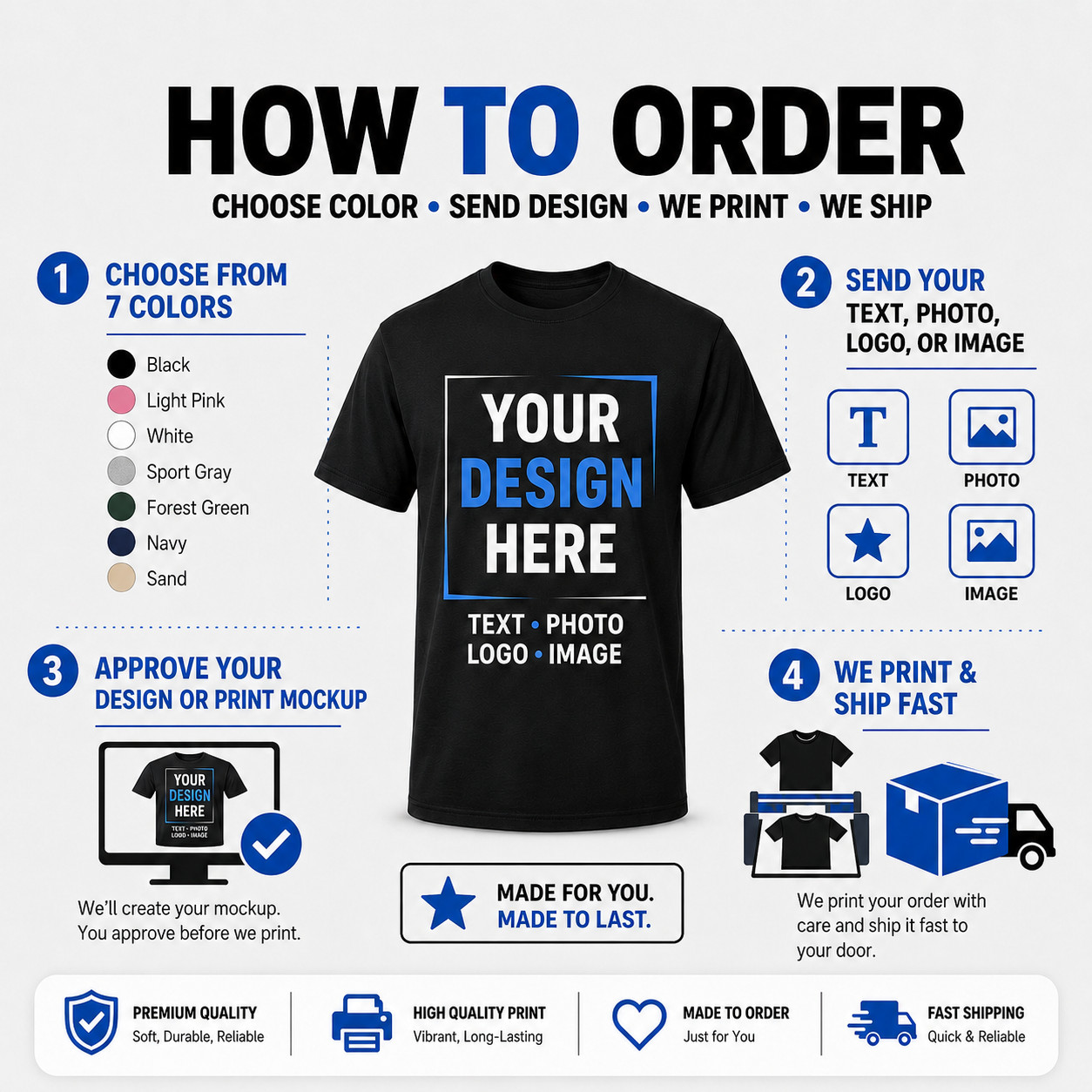 Custom T Shirts Personalized Text Logo Pack Men’s Tee S-XL Lot Printed USA