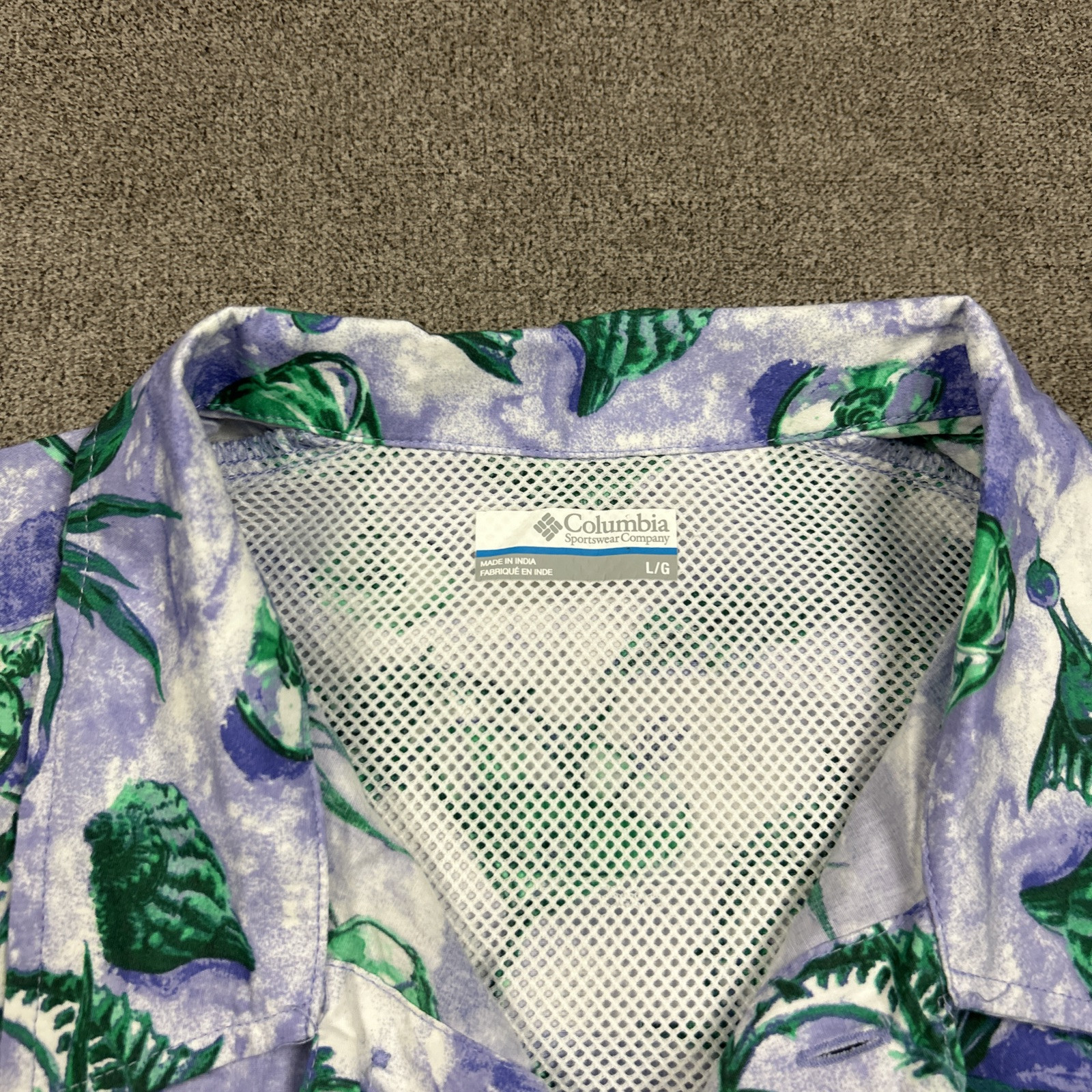 Columbia PFG Shirt Mens Large Graphic Vented Fishing Hawaiian Camp Martini