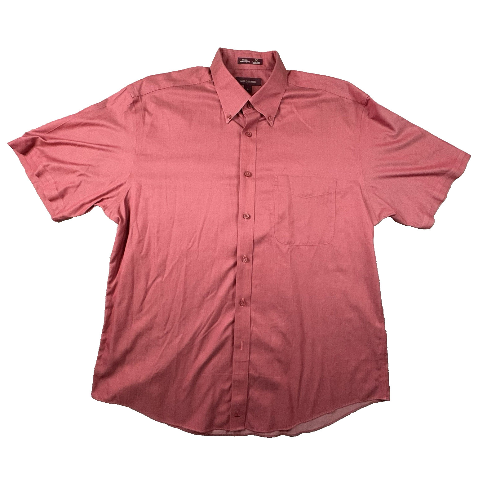 Nordstrom Men’s XL Red SS Button Down Shirt Made in Hong Kong SEE DESCRIPTION