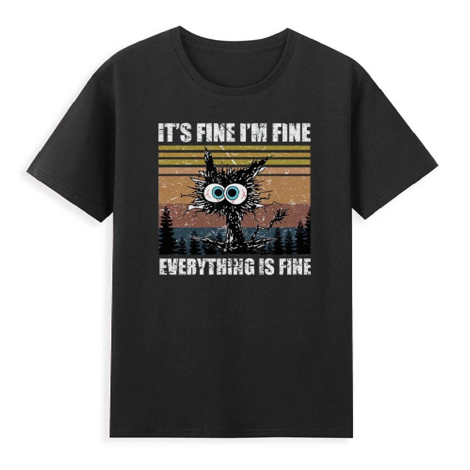 Cat It’s Fine I’m Fine Everything Is Fine Shirt Vintage Cat Funny Men’s T-Shirt
