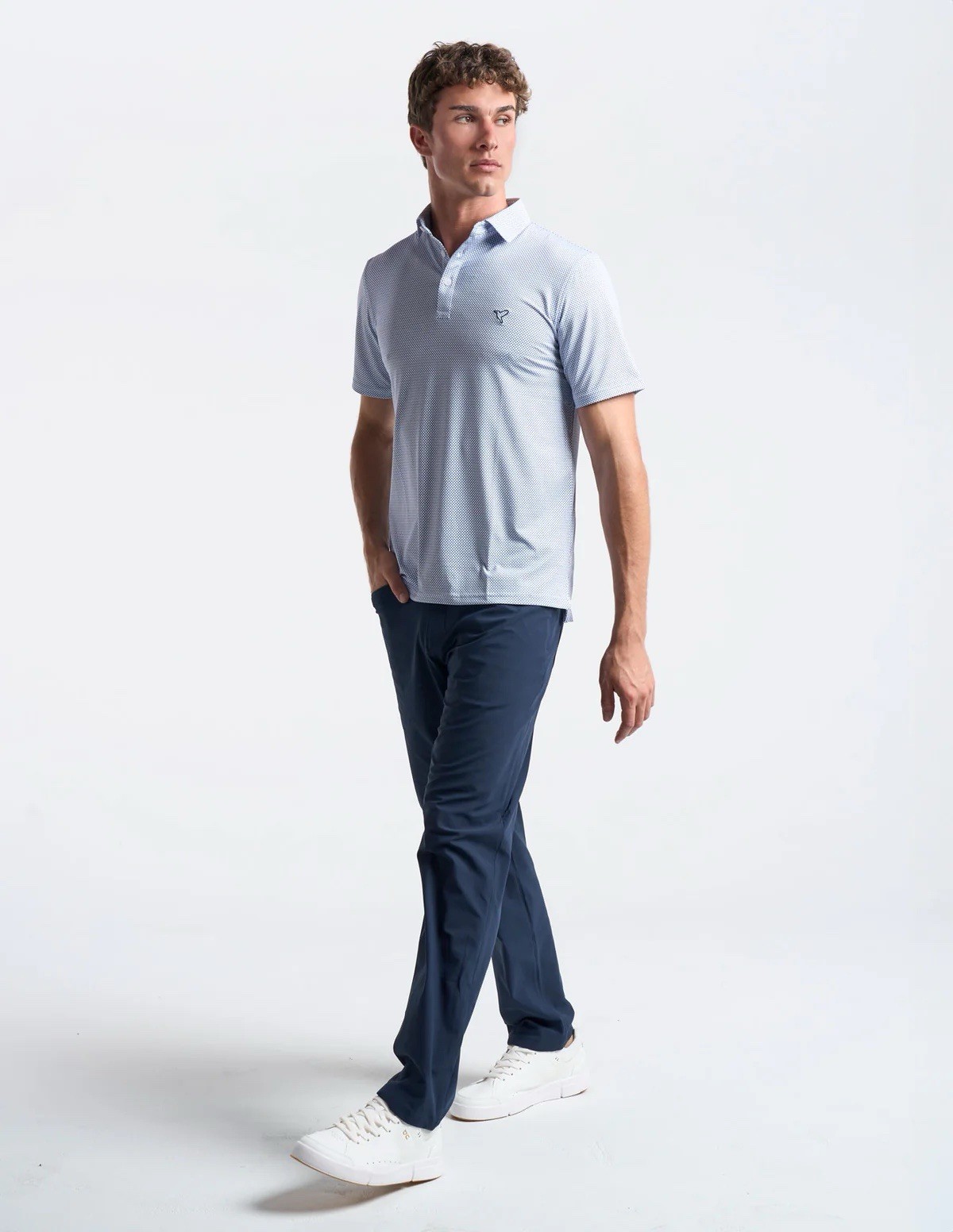 Birddogs Polo Shirt Size Large Stretch $99 MSRP Blue Bowtie