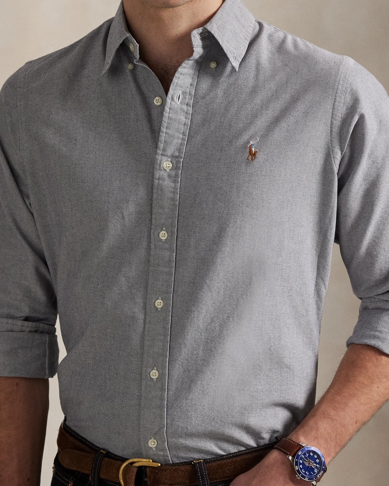 Polo Ralph Lauren The Iconic Oxford Shirt Grey Brand New All Sizes