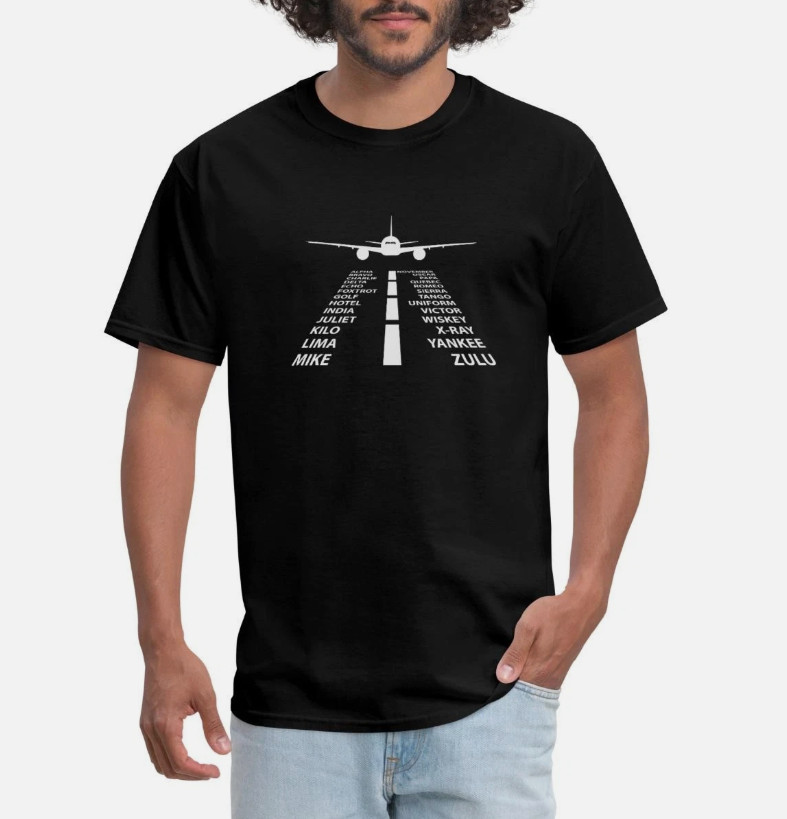 “Phonetic Alphabet Pilot Airplane” Aviation Unisex Graphic Tee NEW