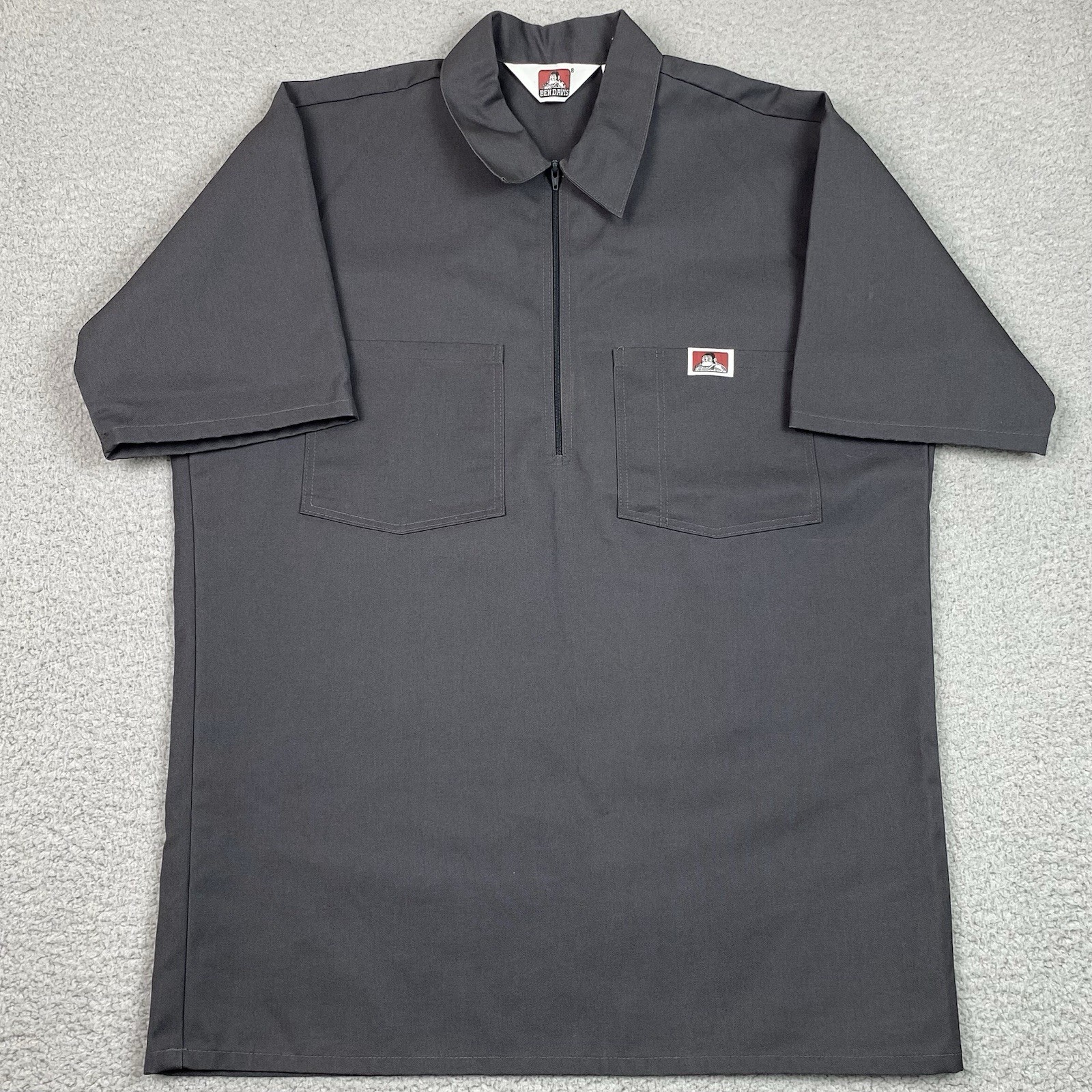 Ben Davis 1/2 Zip Shirt Men’s Size M Gray Short Sleeve Made In USA Workwear EUC