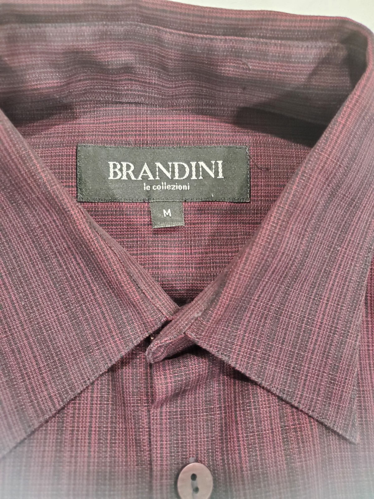 Brandini Le Collezioni Burgundy Striped Dress Shirt Men’s Medium Long Sleeve
