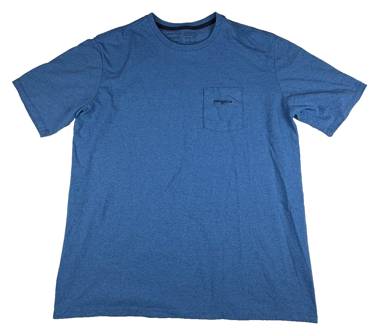 Patagonia T-Shirt Men Large Blue Heathered Short Sleeve Pocket Responsibili-Tee