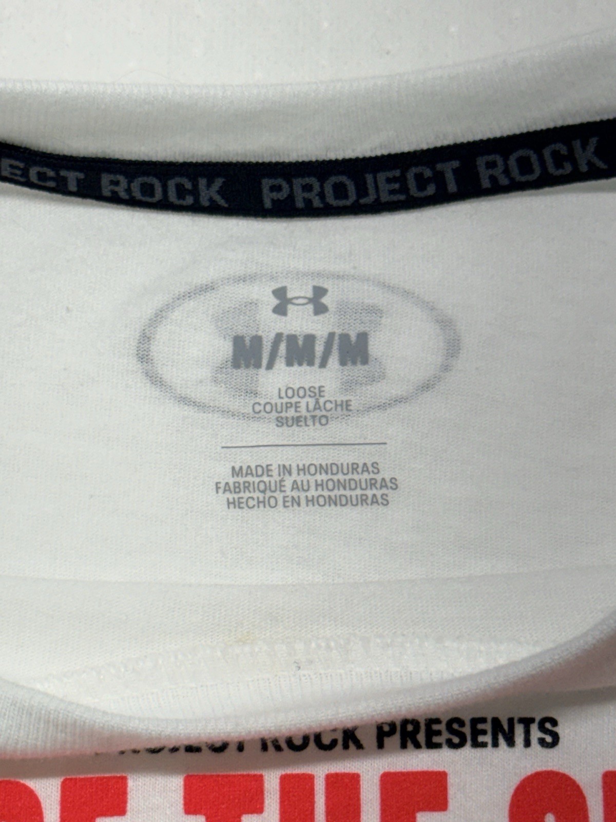 Project Rock Red One Fight Of The Century White T-Shirt Men’s Size Medium