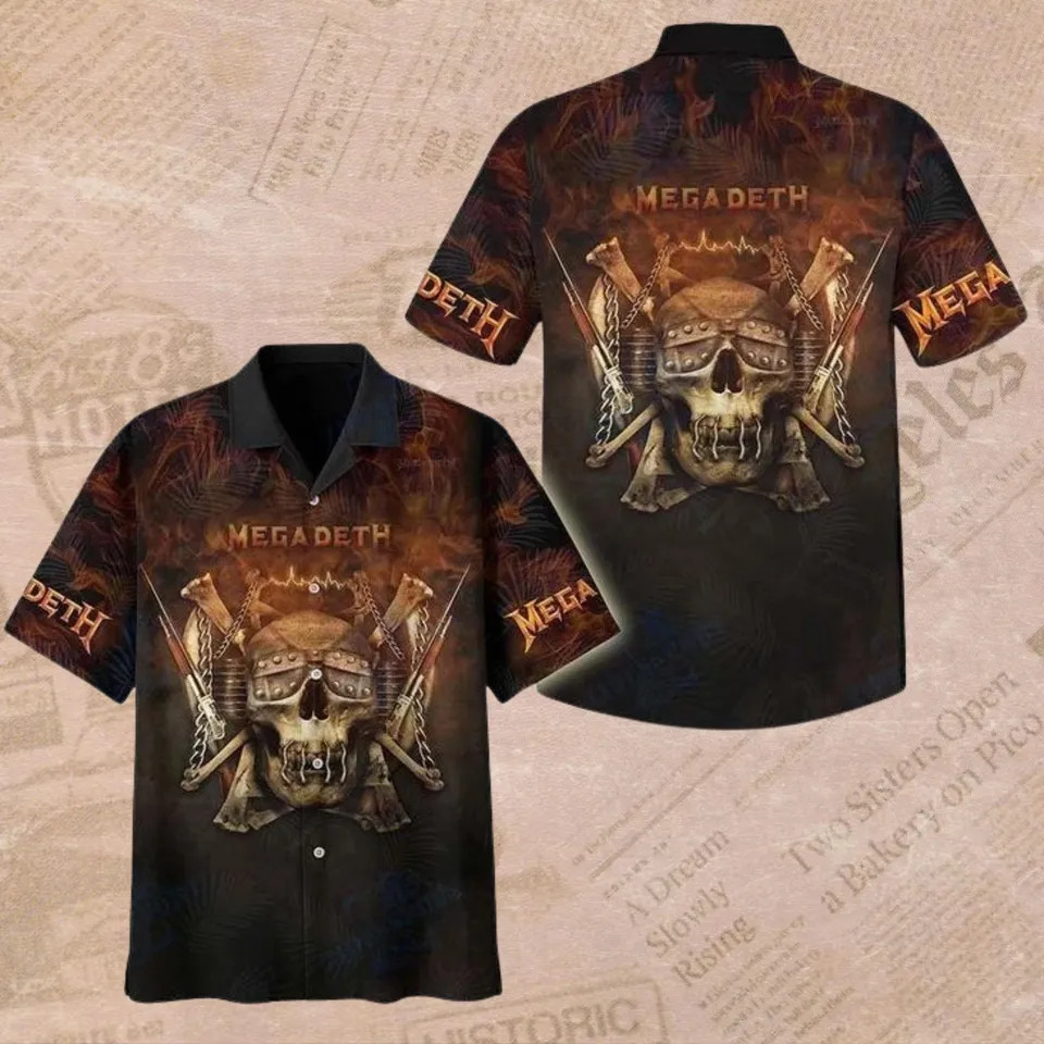 Metal Skull Hawaiian Shirt Dark Gothic Rock Band Festival Concert Gift