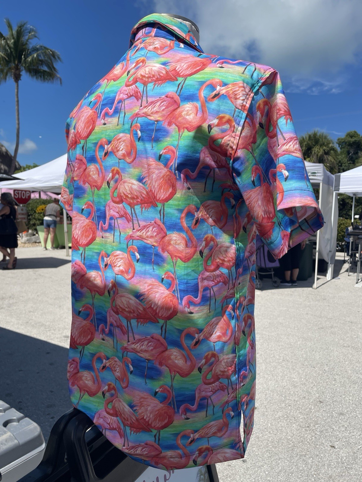 “Flamingos”, Large, SOMETHING FISHY SHIRTS, Tropical, Cotton
