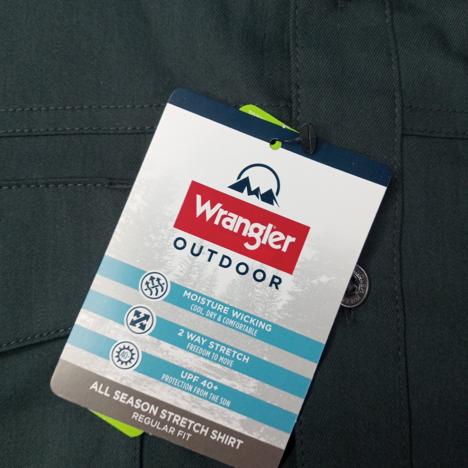 Wrangler All Season Stretch Shirt Men’s XL XLarge Gray Convertible Sleeves UPF